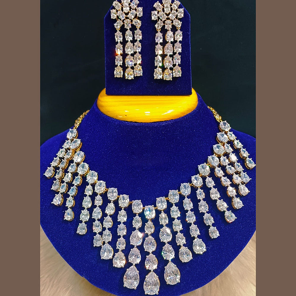Jain Jewellers Gold Plated AD Stone Necklace Set