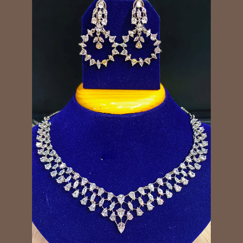 Jain Jewellers Rose Gold Plated AD Stone  Necklace Set