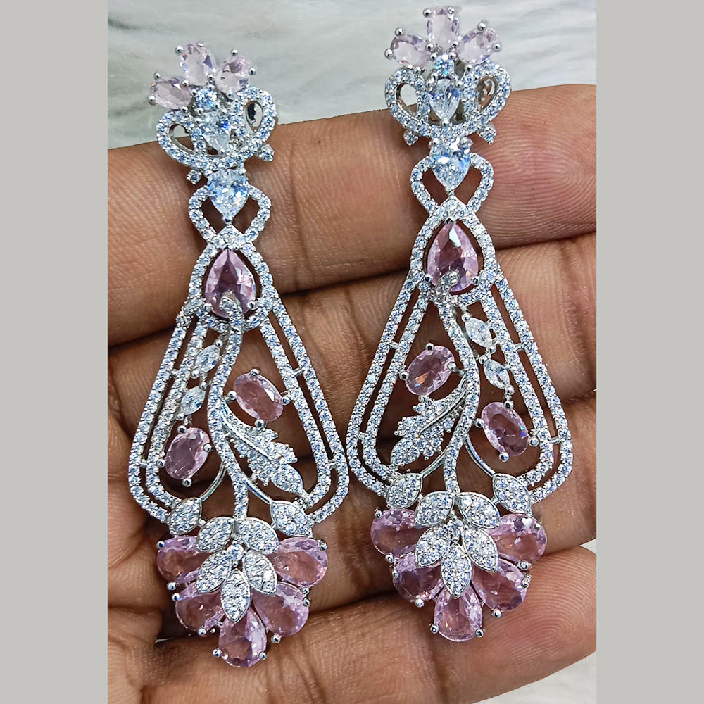 Jain Jewellers Silver Plated AD Dangler Earrings
