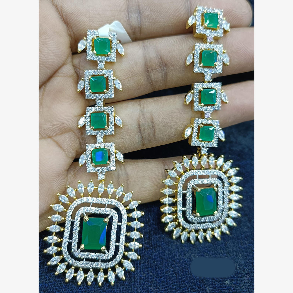 Jain Jewellers Gold Plated Ad Stone Dangler Earrings