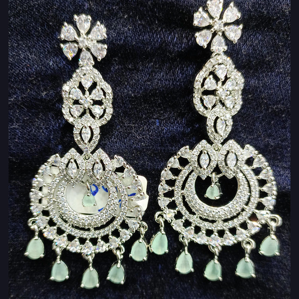 Jain Jewellers Silver Plated AD Dangler Earrings