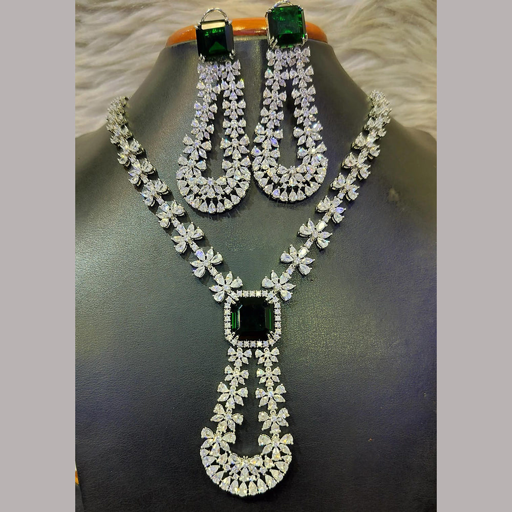 Jain Jewellers Silver Plated AD Necklace Set