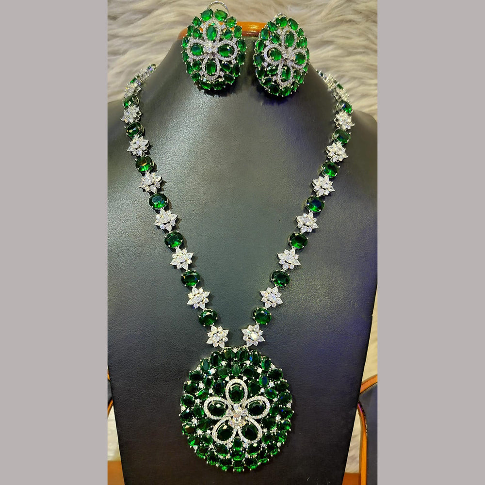 Jain Jewellers Silver Plated AD Necklace Set