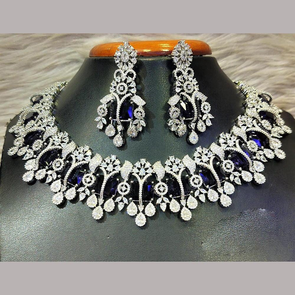 Jain Jewellers Silver Plated AD Necklace Set
