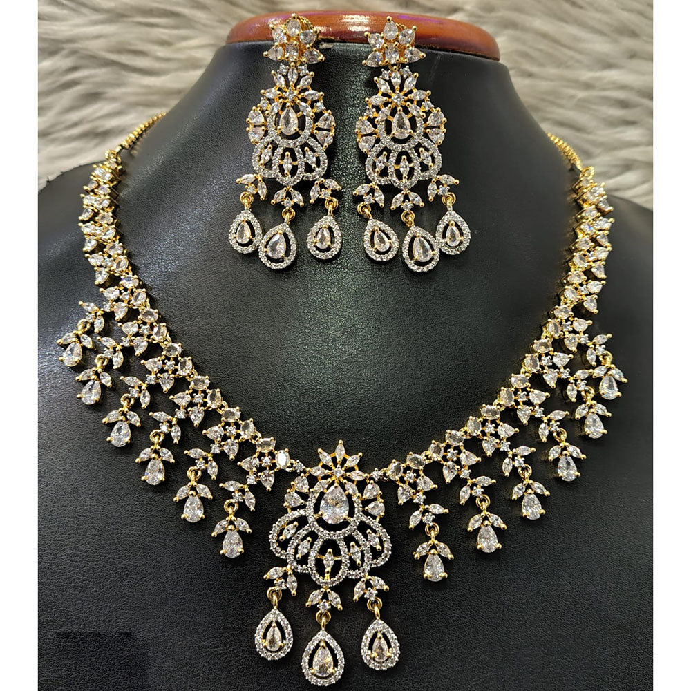 Jain Jewellers Gold Plated American Diamond Necklace Set