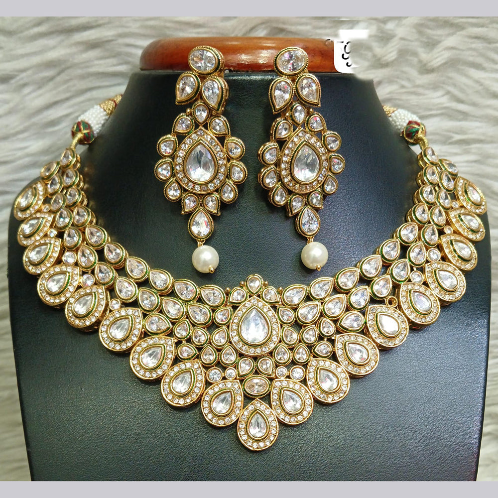 Jain Jewellers Gold Plated Crystal Stone Necklace Set