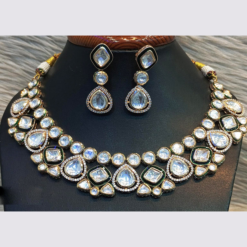 Jain Jewellers Gold Plated Crystal Stone Necklace Set