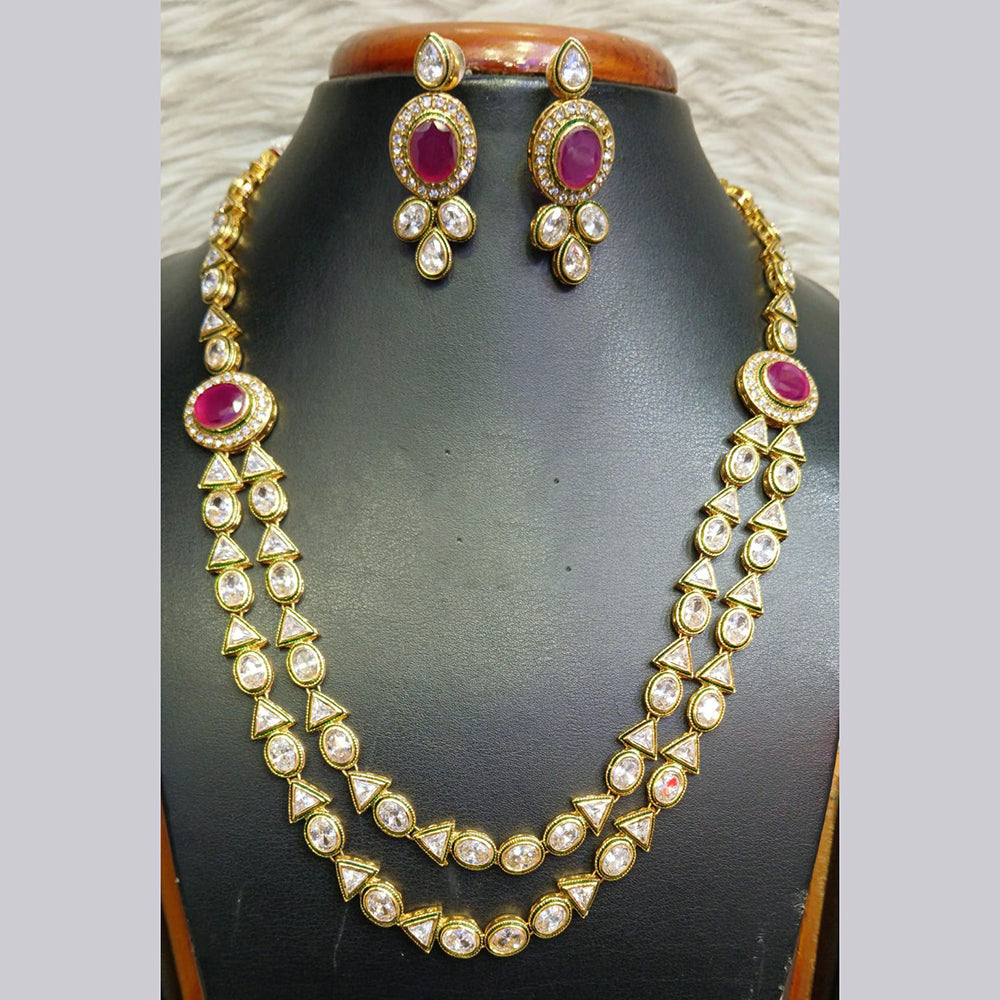Jain Jewellers Gold Plated Crystal Stone Long Necklace Set