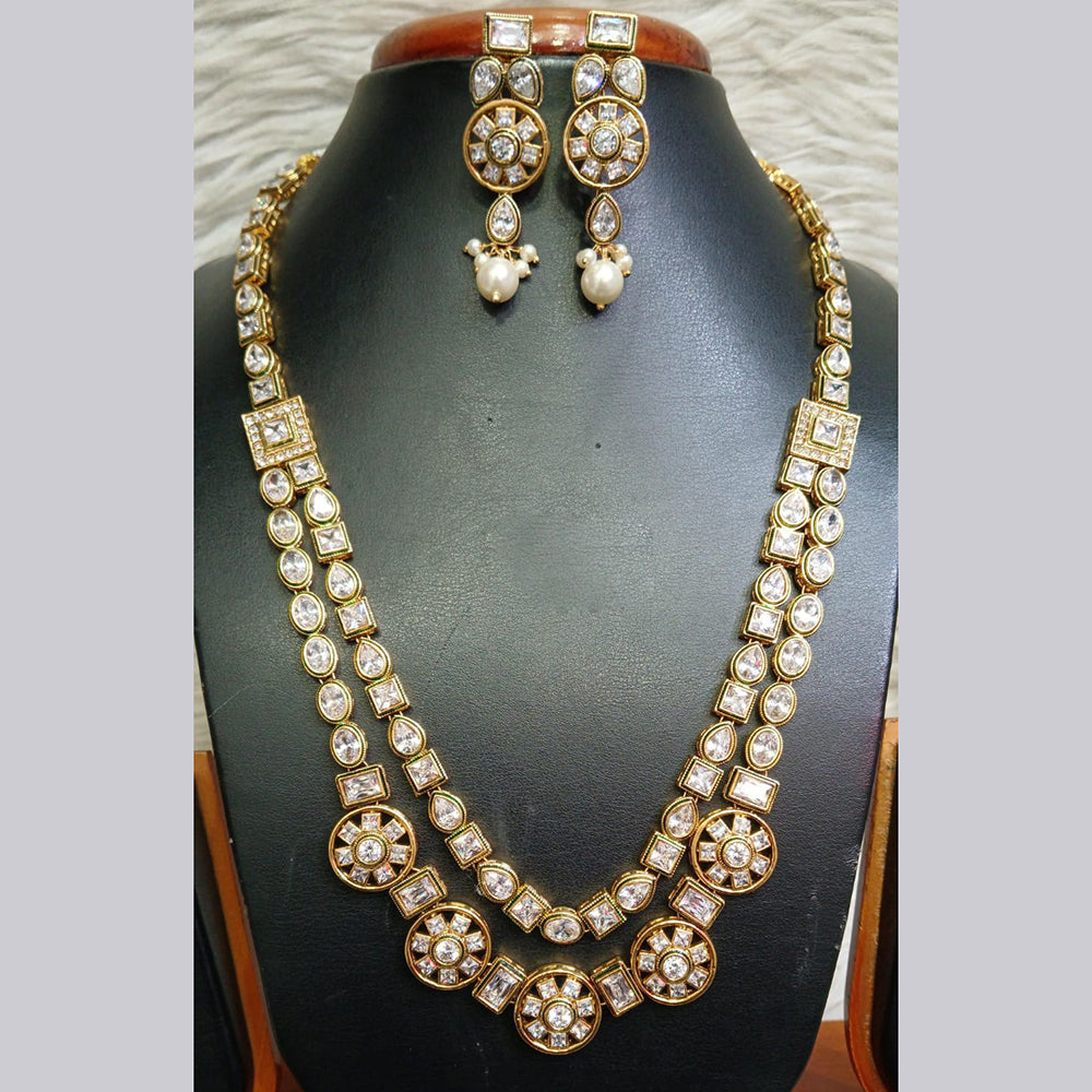 Jain Jewellers Gold Plated Crystal Stone Long Necklace Set
