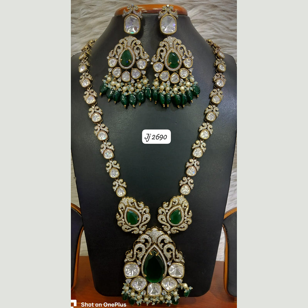 Jain Jewellers Gold Plated Polki Kundan Stone And Beads Long Necklace Set