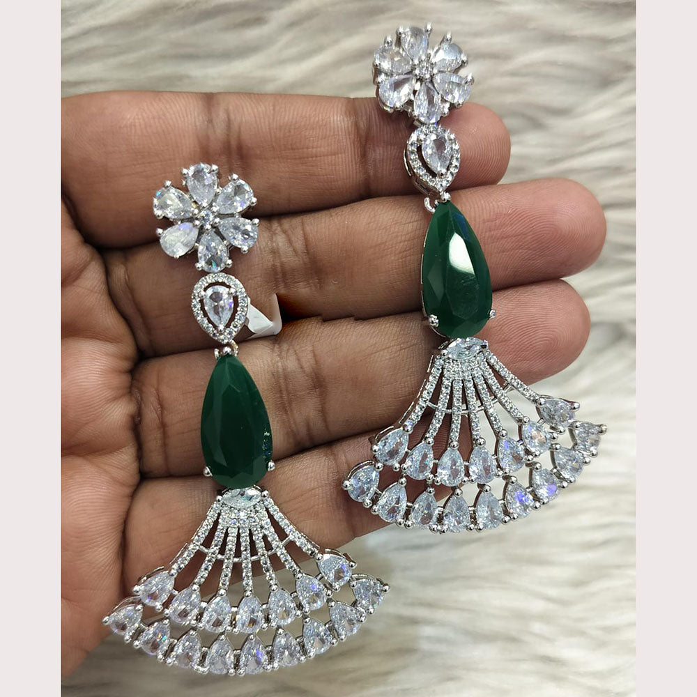 Jain Jewellers Silver Plated American Diamond Dangler Earrings