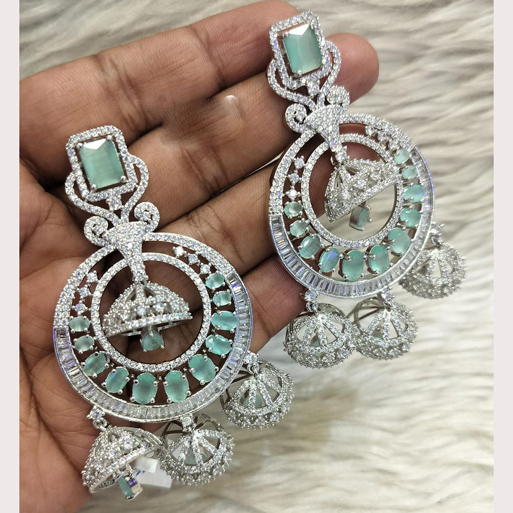 Jain Jewellers Silver Plated American Diamond Dangler Earrings