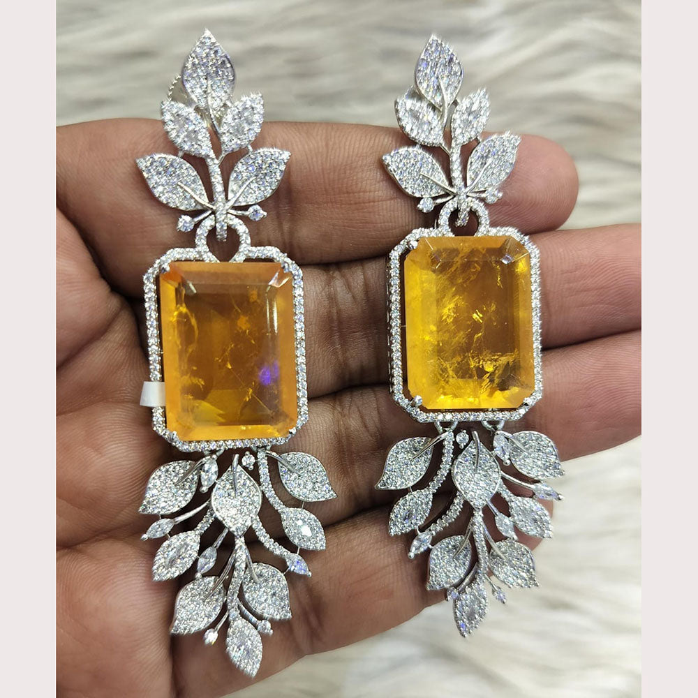 Jain Jewellers Silver Plated American Diamond Dangler Earrings