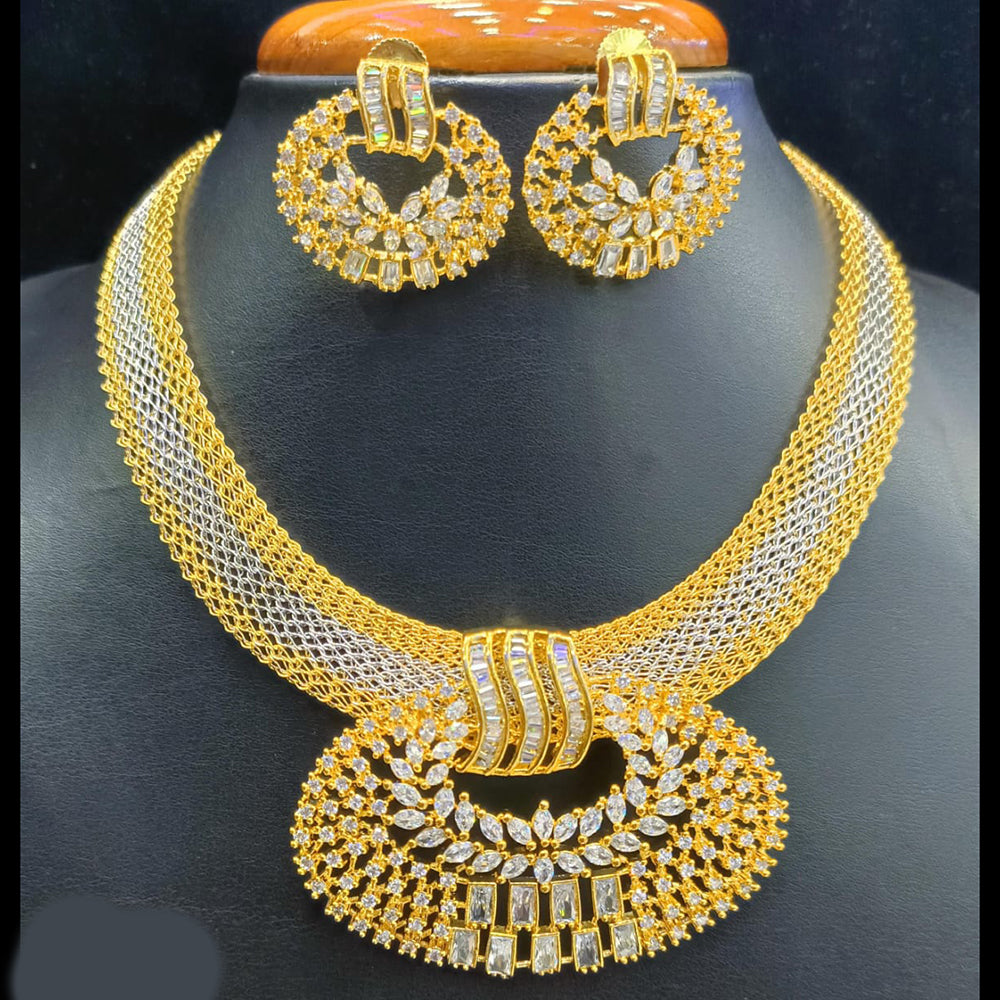 Jain Jewellers Stylish AD Necklace Set for Women – 2-Tone Plated