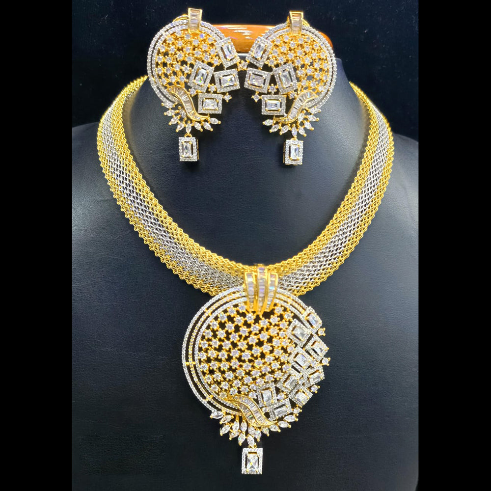 Jain Jewellers Statement Necklace Set | 2 Tone Plated AD Design