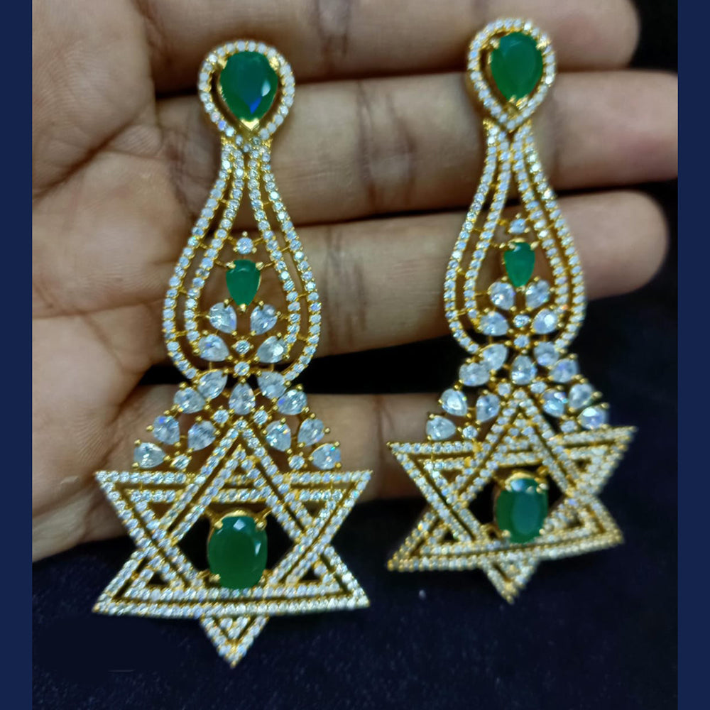 Jain Jewellers Gold Plated Exclusive American Daimonds Bridal & Party Wear Dangler Earrings