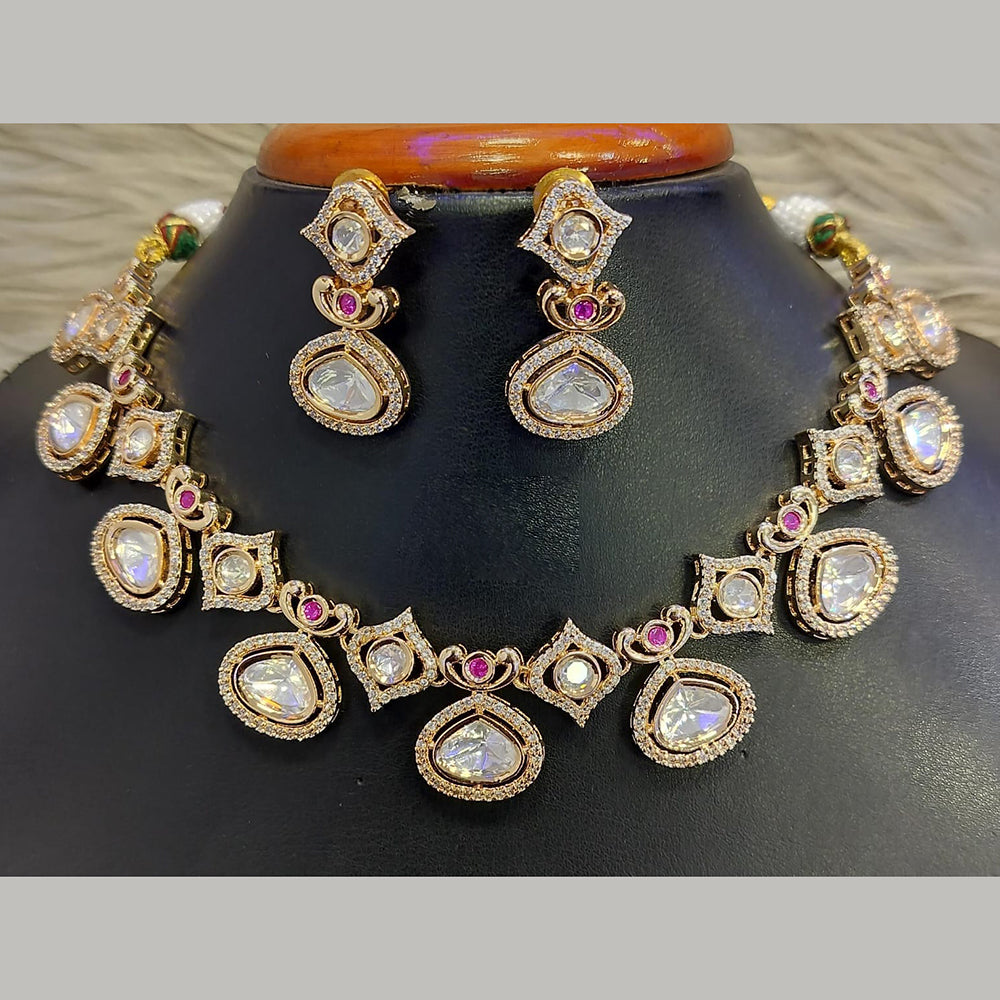 Jain Jewellers Gold Plated Polki Kundan Necklace Set