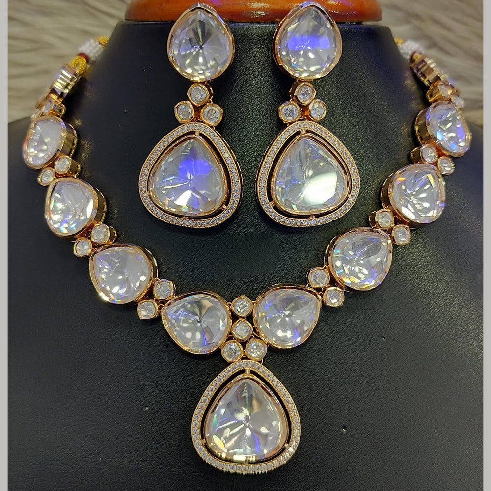 Jain Jewellers Gold Plated Polki Kundan Necklace Set