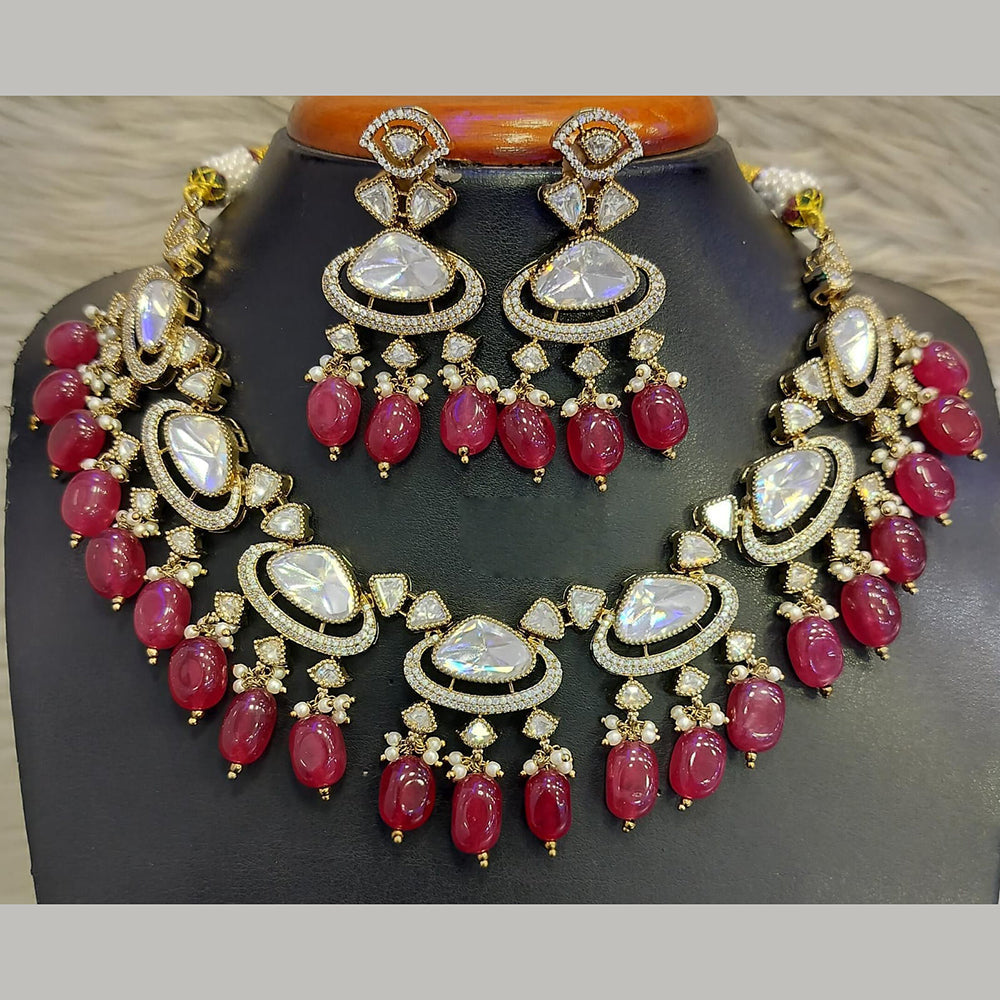 Jain Jewellers Gold Plated Polki Kundan Necklace Set