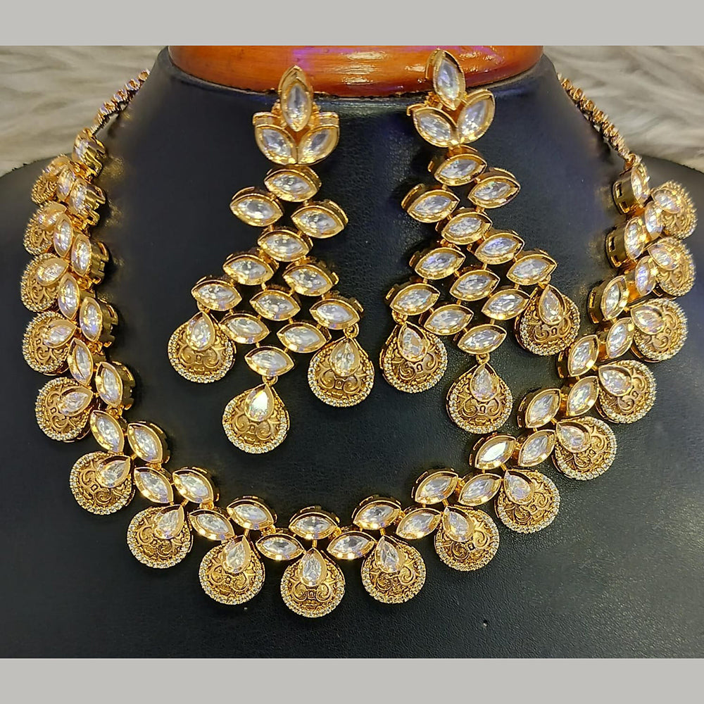 Jain Jewellers Gold Plated Polki Kundan Necklace Set