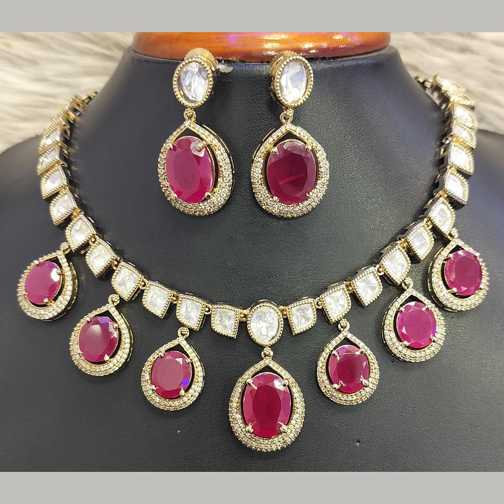 Jain Jewellers Gold Plated Polki Kundan Necklace Set