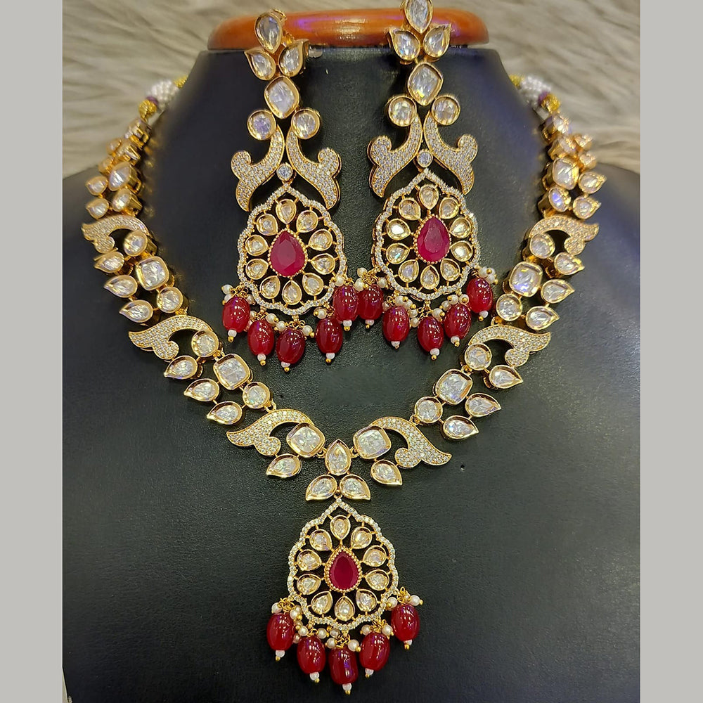 Jain Jewellers Gold Plated Polki Kundan Necklace Set