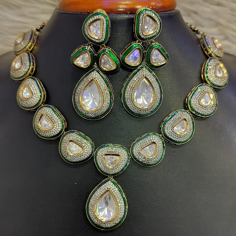 Jain Jewellers Gold Plated Polki Kundan Necklace Set