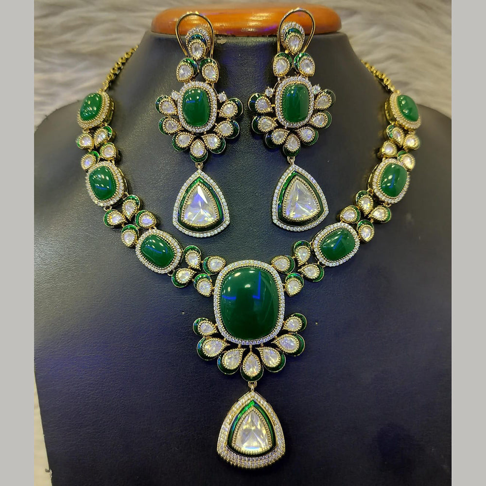 Jain Jewellers Gold Plated Polki Kundan Necklace Set