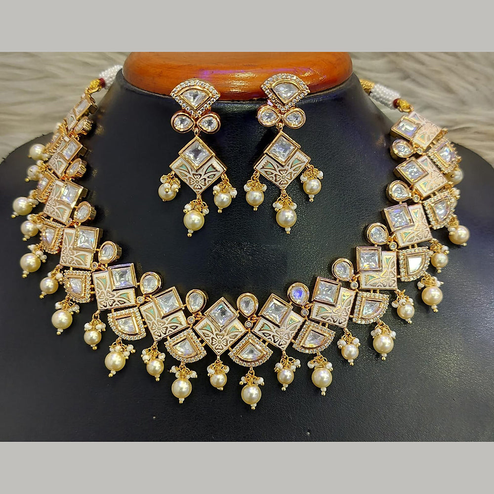 Jain Jewellers Gold Plated Polki Kundan Necklace Set