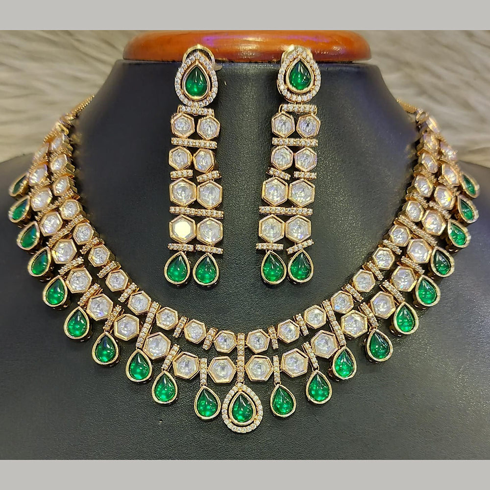 Jain Jewellers Gold Plated Polki Kundan Necklace Set
