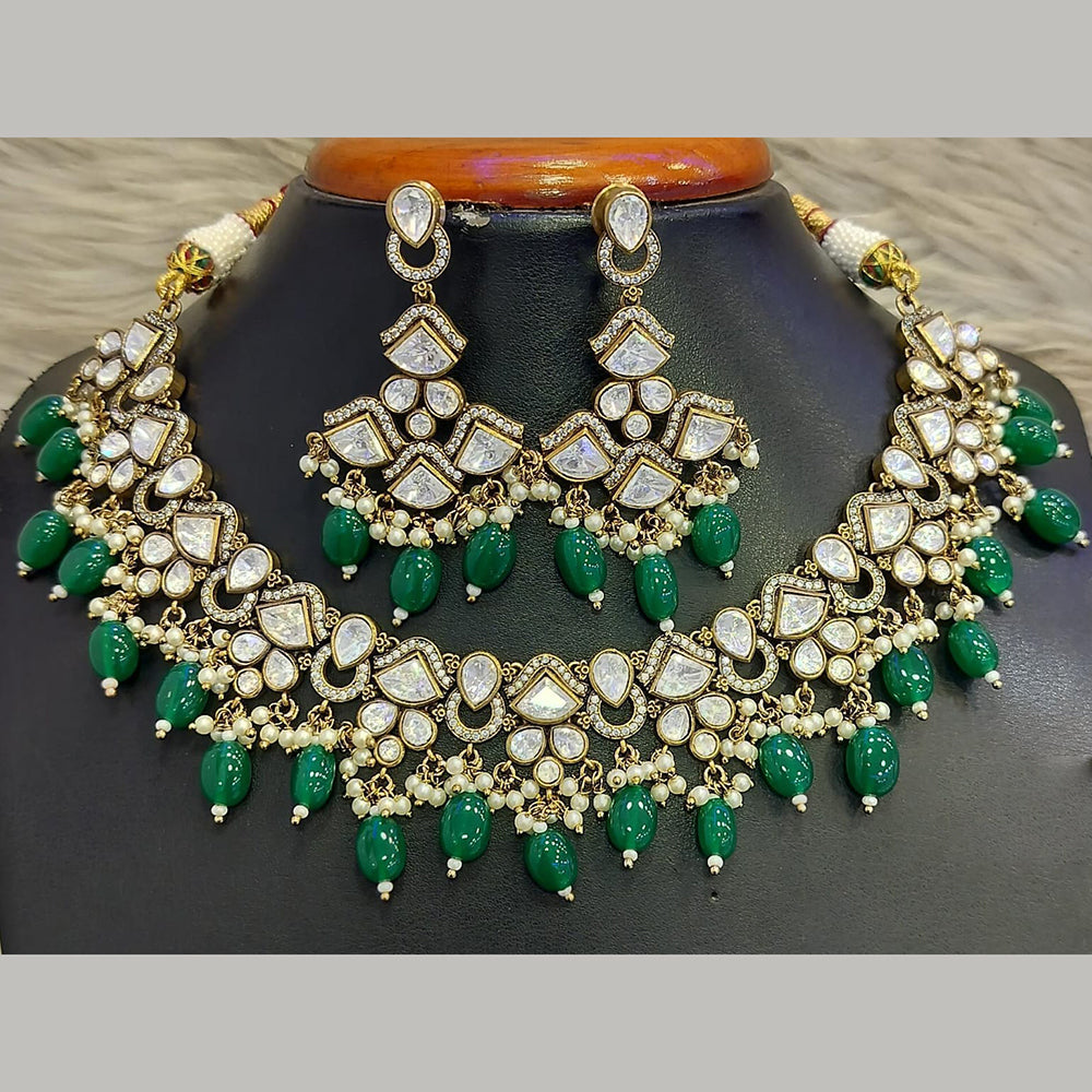 Jain Jewellers Gold Plated Polki Kundan Necklace Set