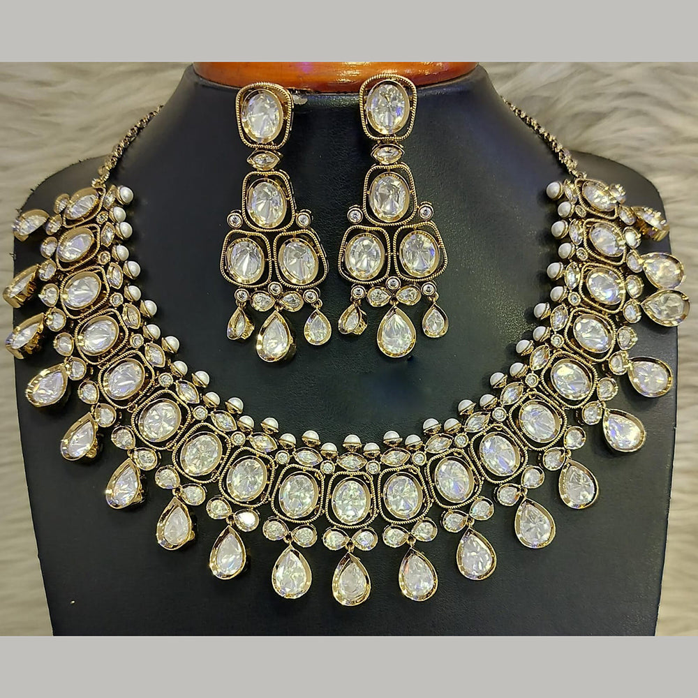 Jain Jewellers Gold Plated Polki Kundan Necklace Set