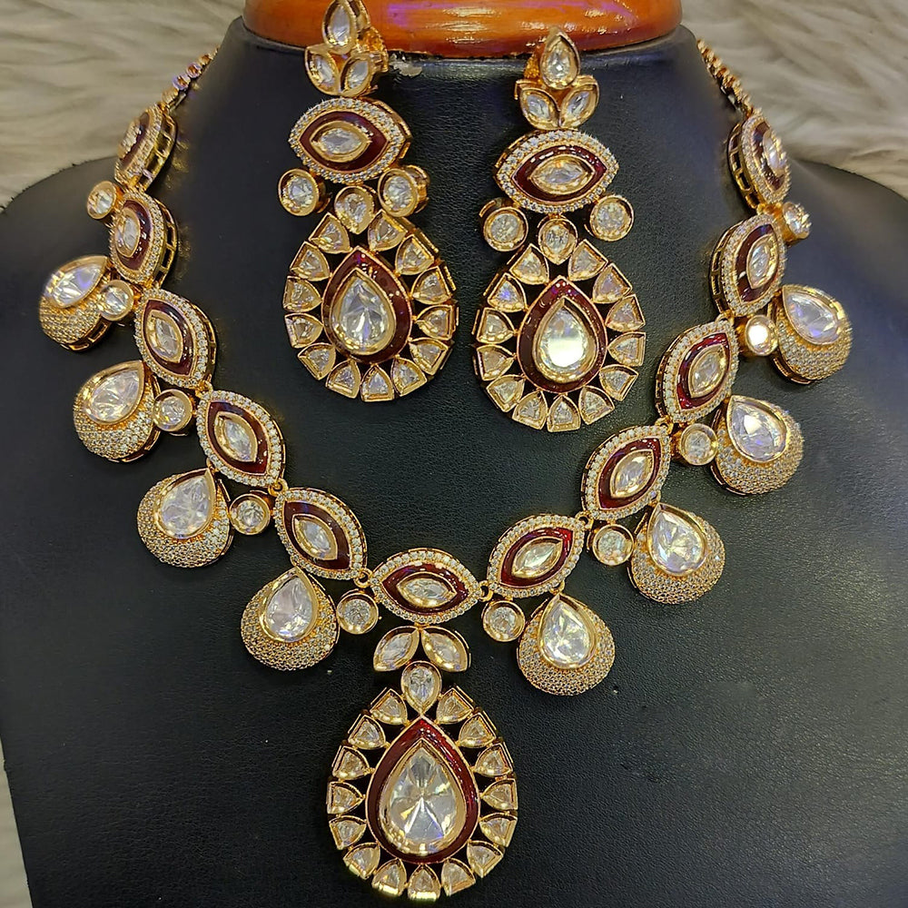 Jain Jewellers Gold Plated Polki Kundan Necklace Set