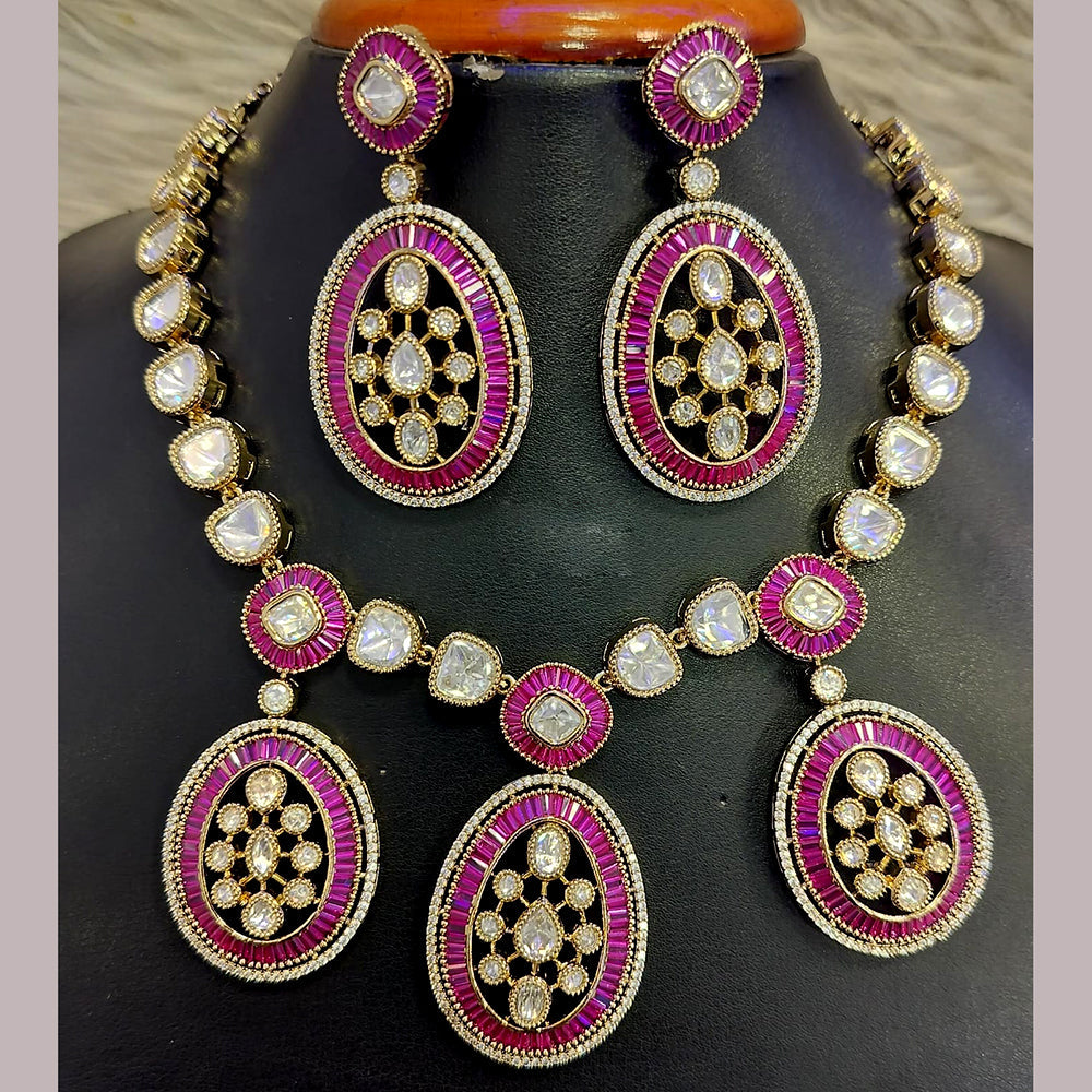 Jain Jewellers Gold Plated Polki Kundan Necklace Set