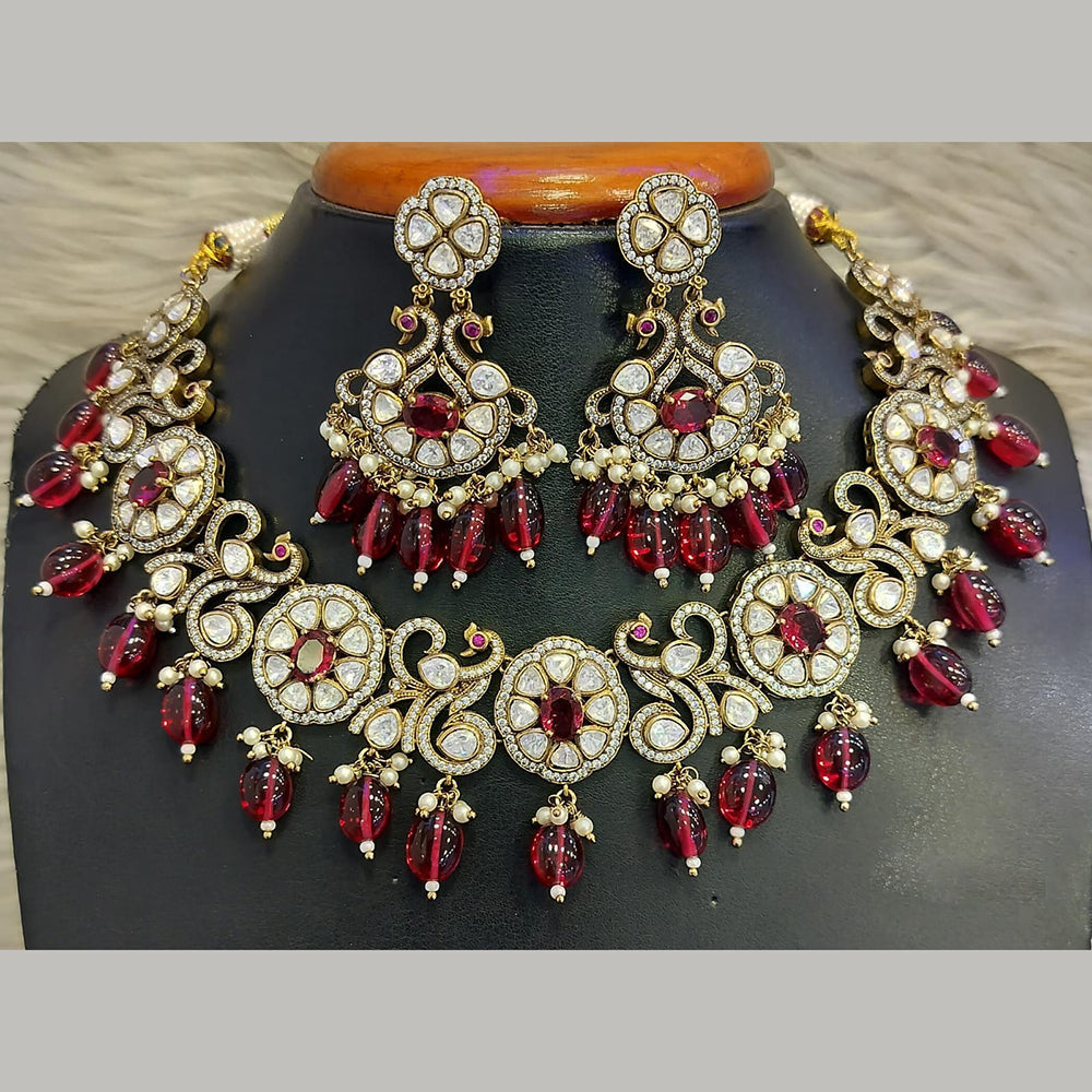 Jain Jewellers Gold Plated Polki Kundan Necklace Set