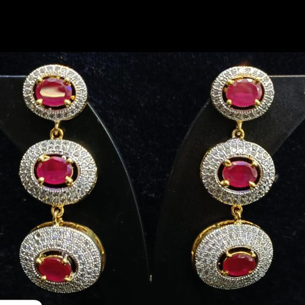 Jain Jewellers Gold Plated Ad Stone Dangler Earrings