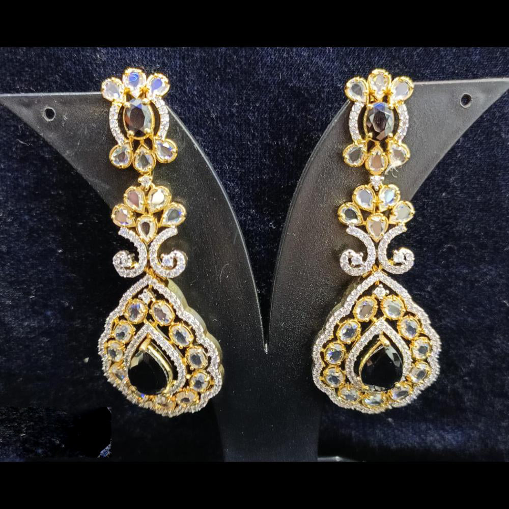 Jain Jewellers Gold Plated Ad Stone Dangler Earrings