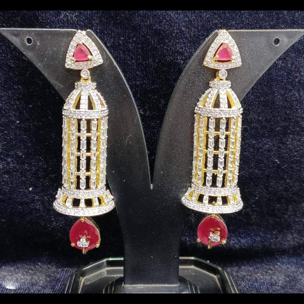 Jain Jewellers Gold Plated Ad Stone Jhumki Earrings