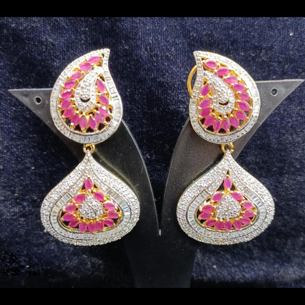 Jain Jewellers Gold Plated Ad Stone Dangler Earrings