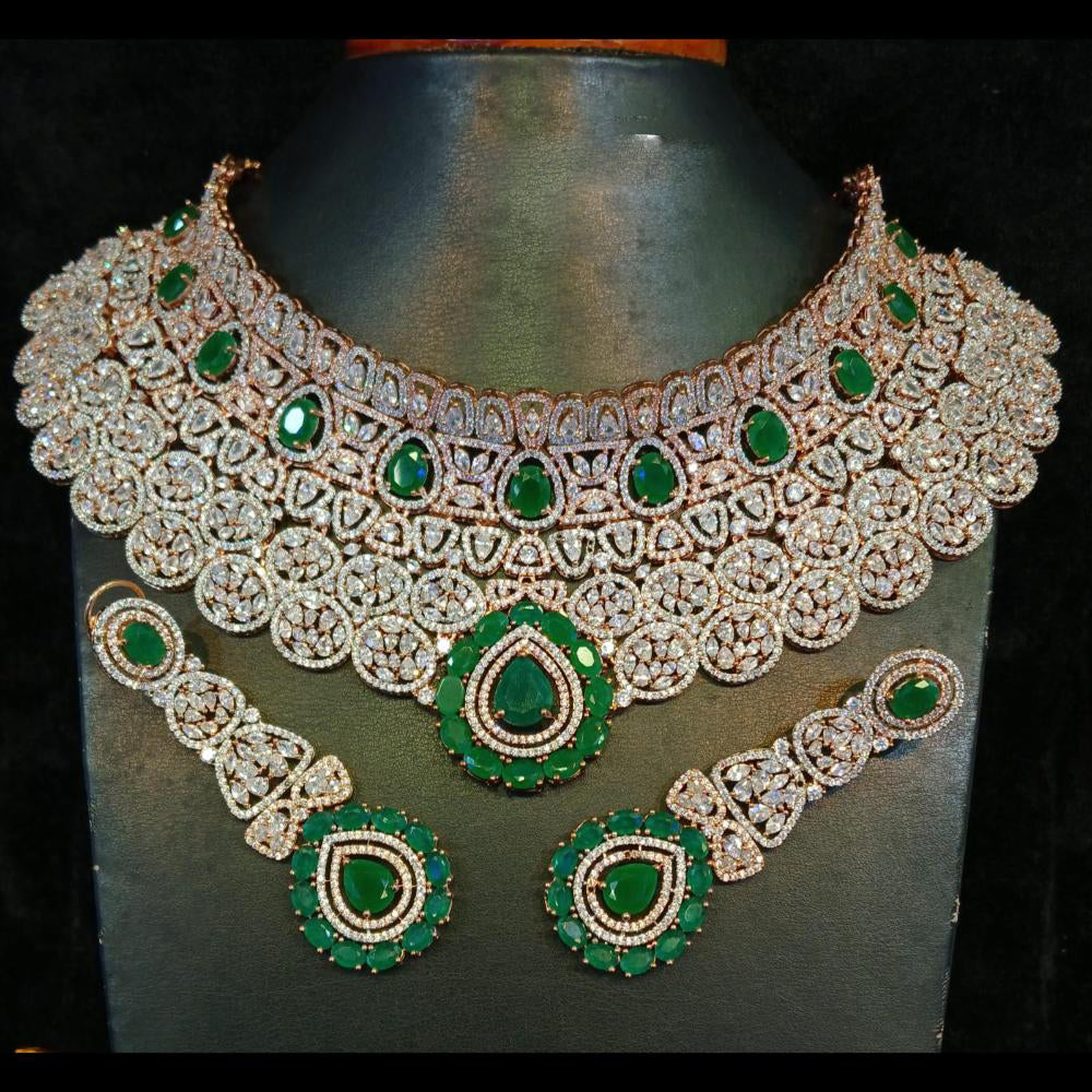 Jain Jewellers Gold Plated AD Choker Necklace Set