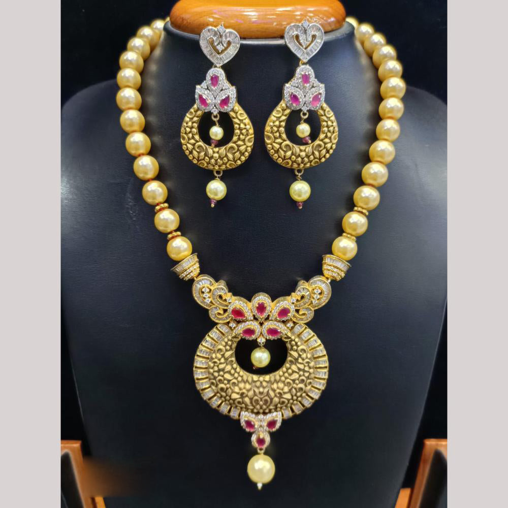 Jain Jewellers Gold Plated Kundan Stone Meenakari Necklace Set