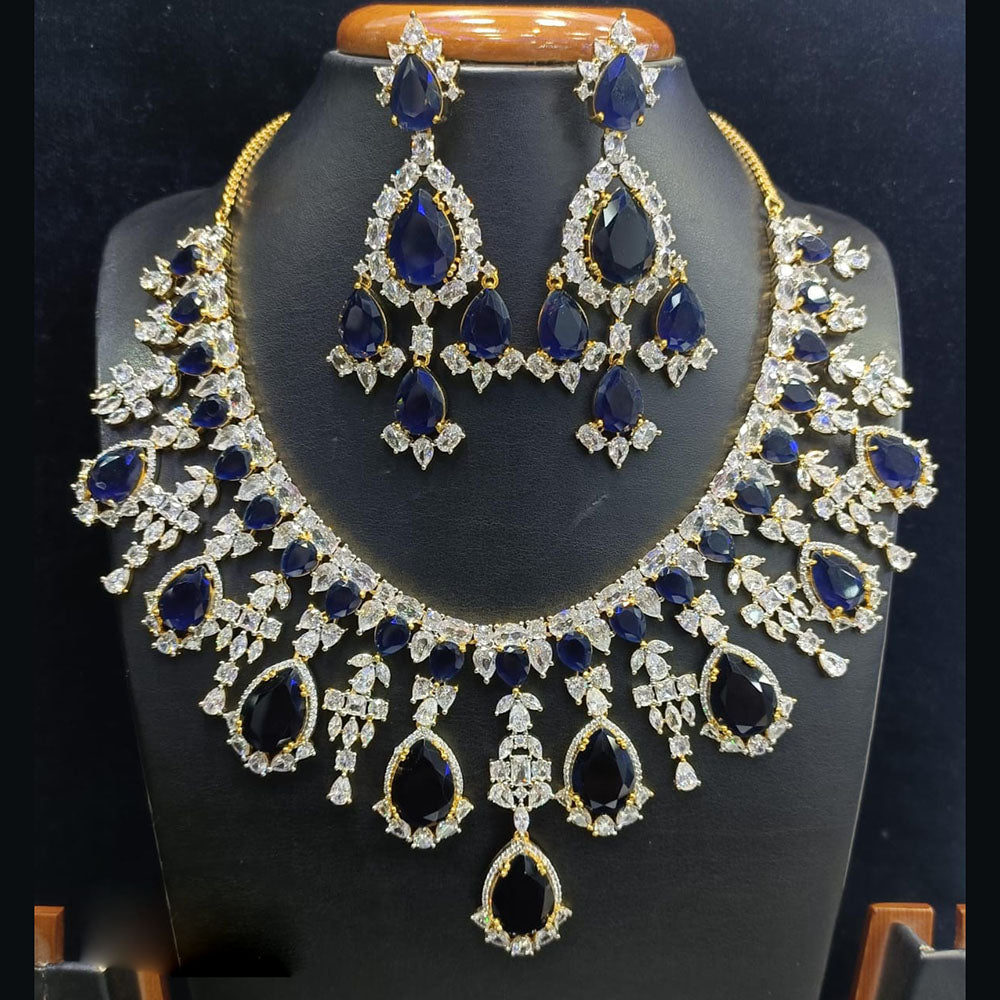 Jain Jewellers Gold Plated American Diamond Necklace Set