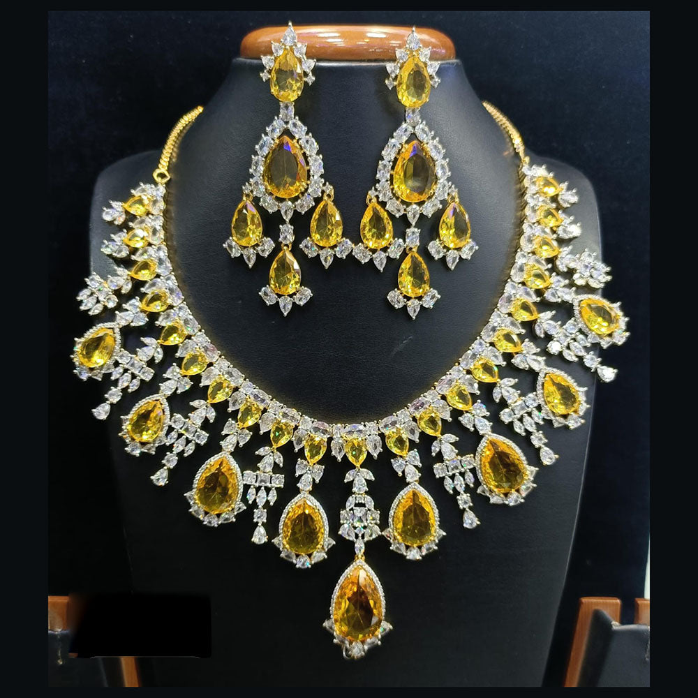Jain Jewellers Gold Plated American Diamond Necklace Set