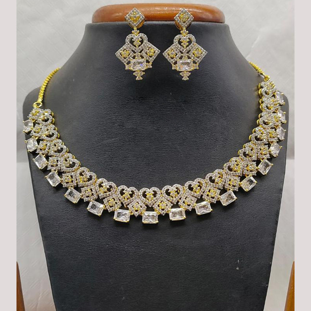 Jain Jewellers Gold Plated American Diamond Necklace Set