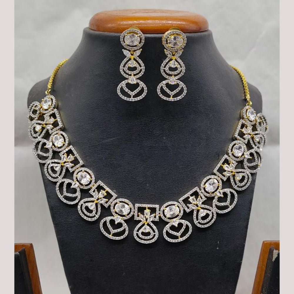 Jain Jewellers Gold Plated American Diamond Necklace Set