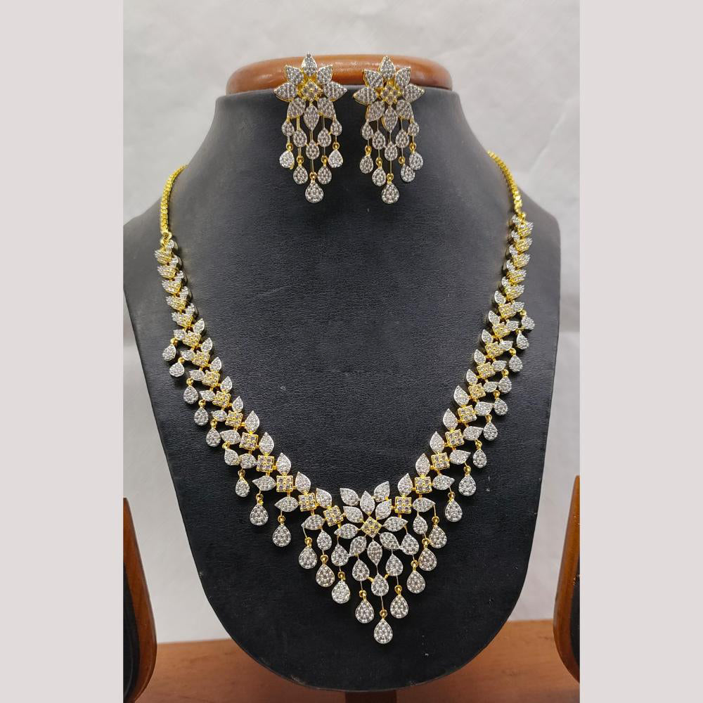 Jain Jewellers 2 Tone Plated American Diamond Necklace Set