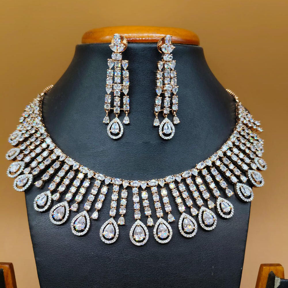 Jain Jewellers Gold Plated American Diamond Necklace Set