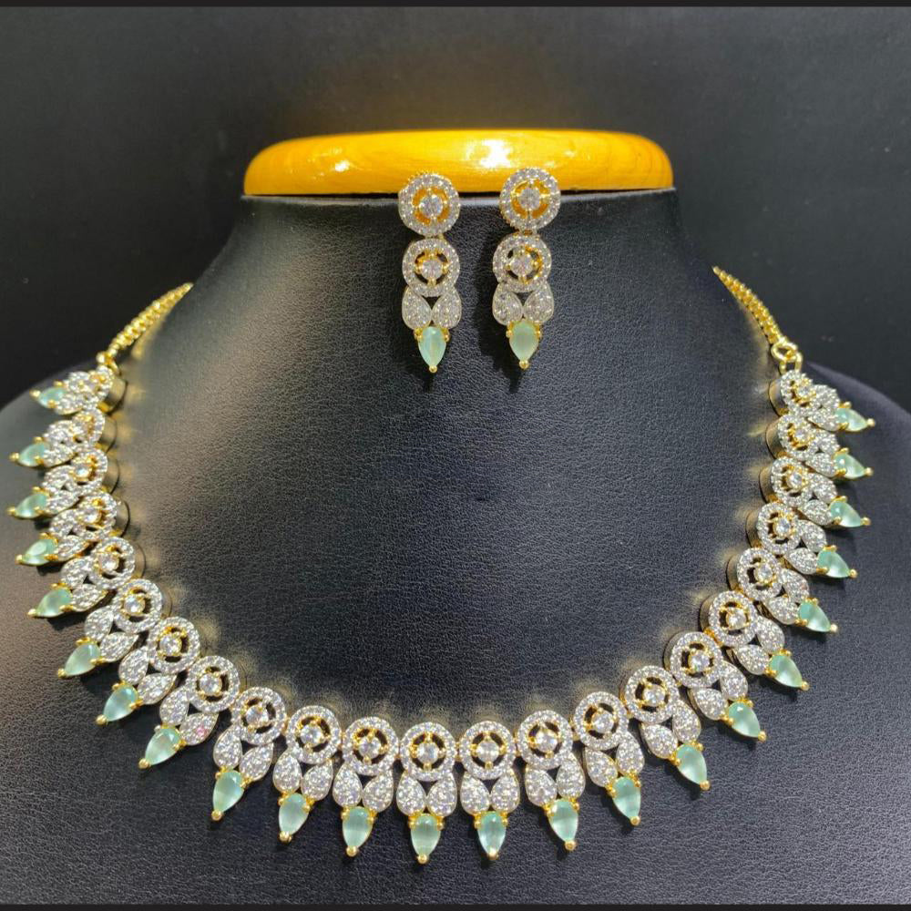 Jain Jewellers Gold Plated American Diamond Necklace Set