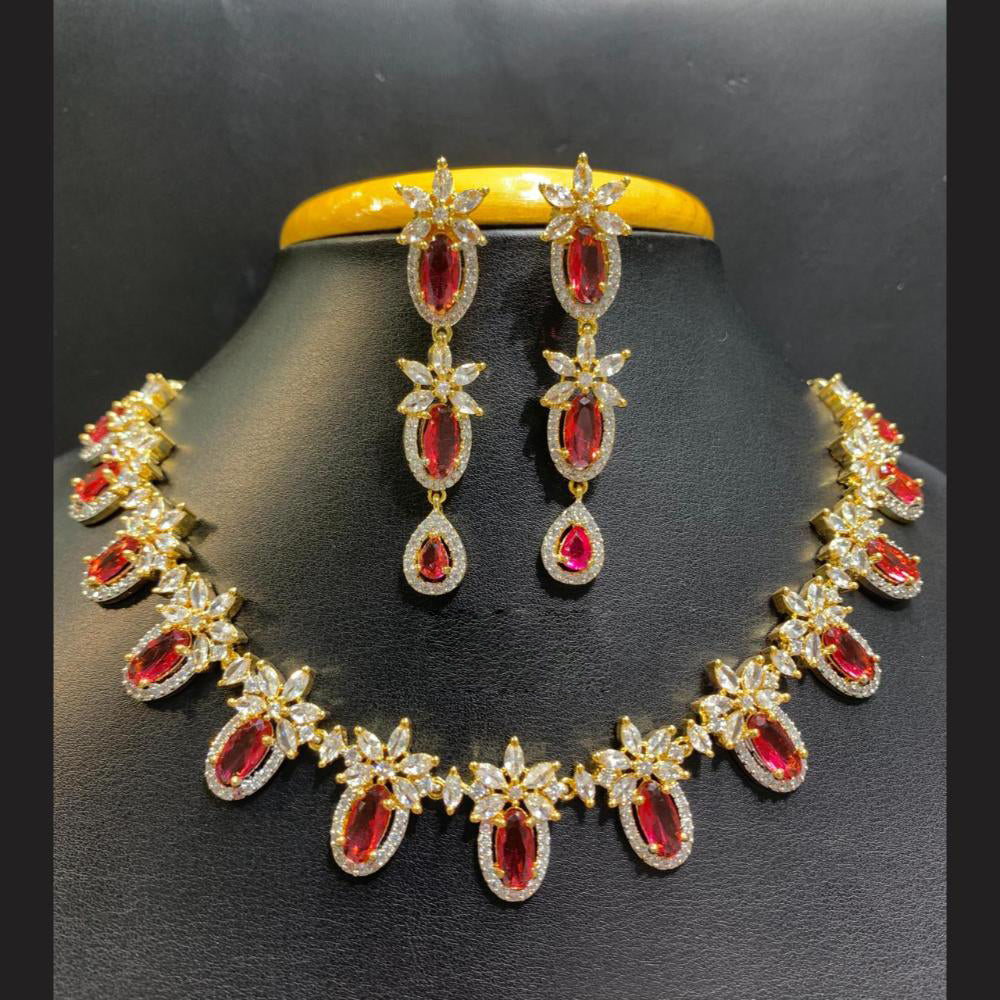 Jain Jewellers Gold Plated American Diamond Necklace Set