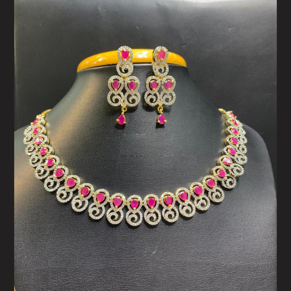 Jain Jewellers Gold Plated American Diamond Necklace Set